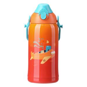 Uzspace Thermos Stainless Steel Water Bottle Kids 550ml Sunshine #2207 Orange.