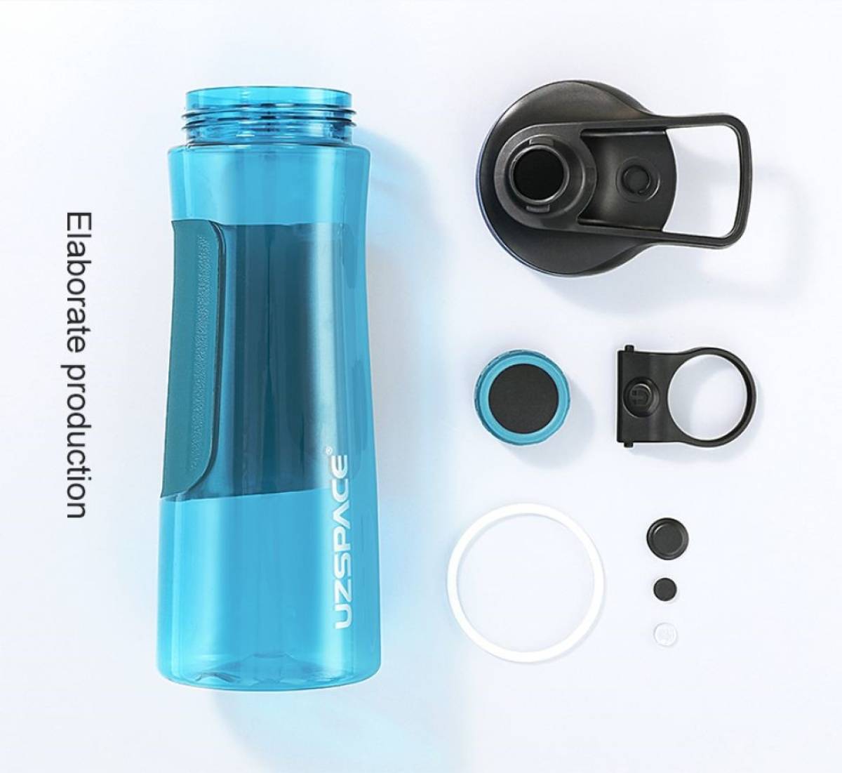 Uzspace Plastic Water Bottle E Shape D Spout 700ml Bpa Free #9010 Cyan.