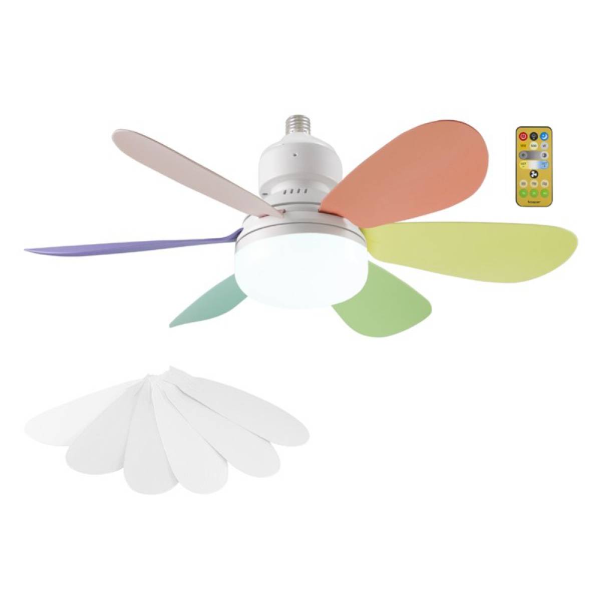 Beper Ceiling Fan, 40w, Lighting And Ventilation With Interchangeable Design, 2 Sets Of Blades, 3 Speeds, Remote Control, P206ven610