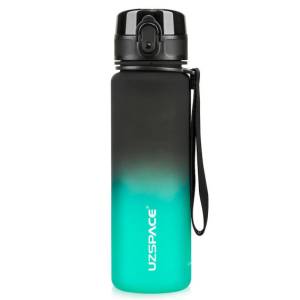 Uzspace Plastic Water Bottle Colorful Frosted 1000ml Tritan Bpa Free #3038 Black And Green.