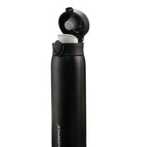 Uzspace Double Wall Stainless Steel Water Bottle Thermos Insulated 480ml #4076 Black.