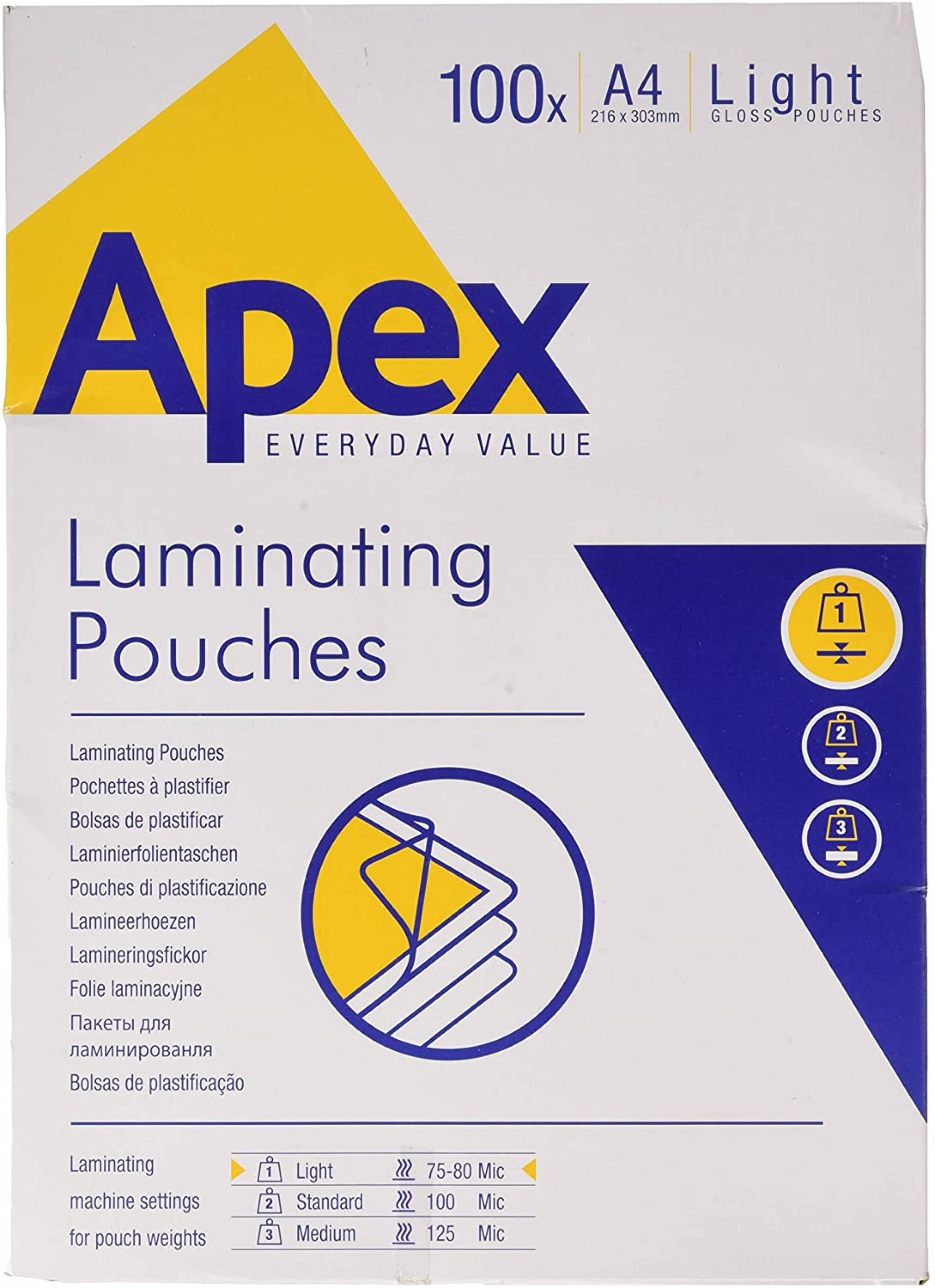 Fellowes, Laminating Pouch A4, 75mic, Clear, Pack Of 100