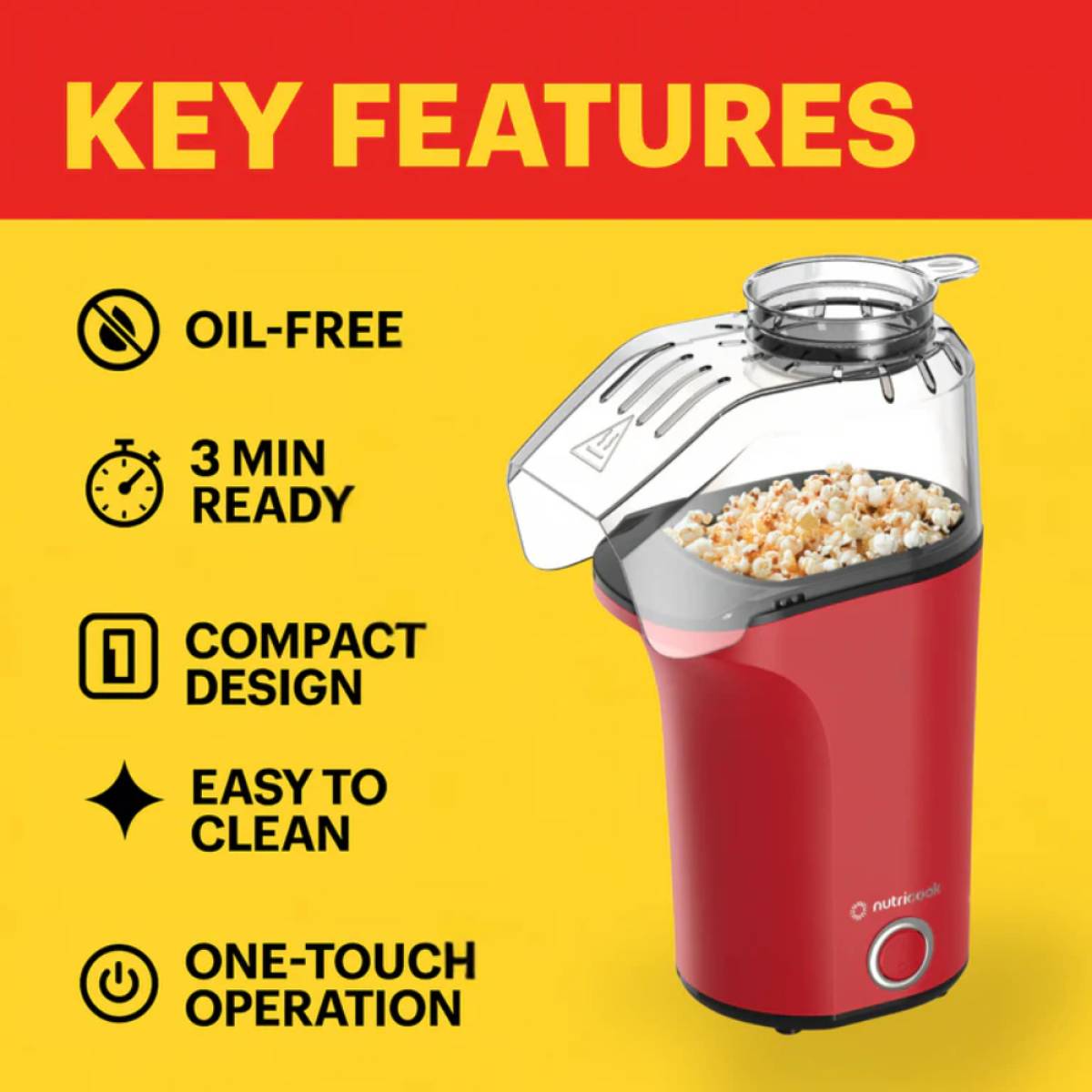 Nutricook Popcorn Maker Essentials [red], Nck-pm150r