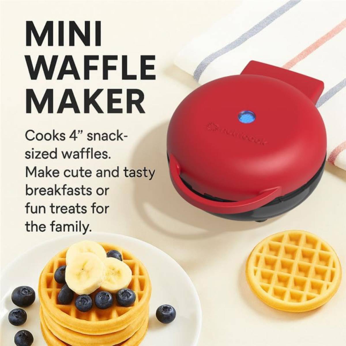 Nutricook Mini Waffle Maker [red], Nck-wm100r