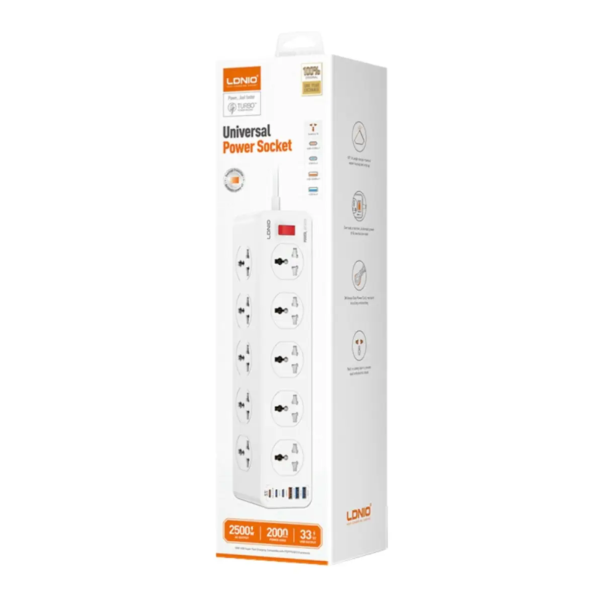 LDNIO 2500W Power Strip PD20W SC10610C