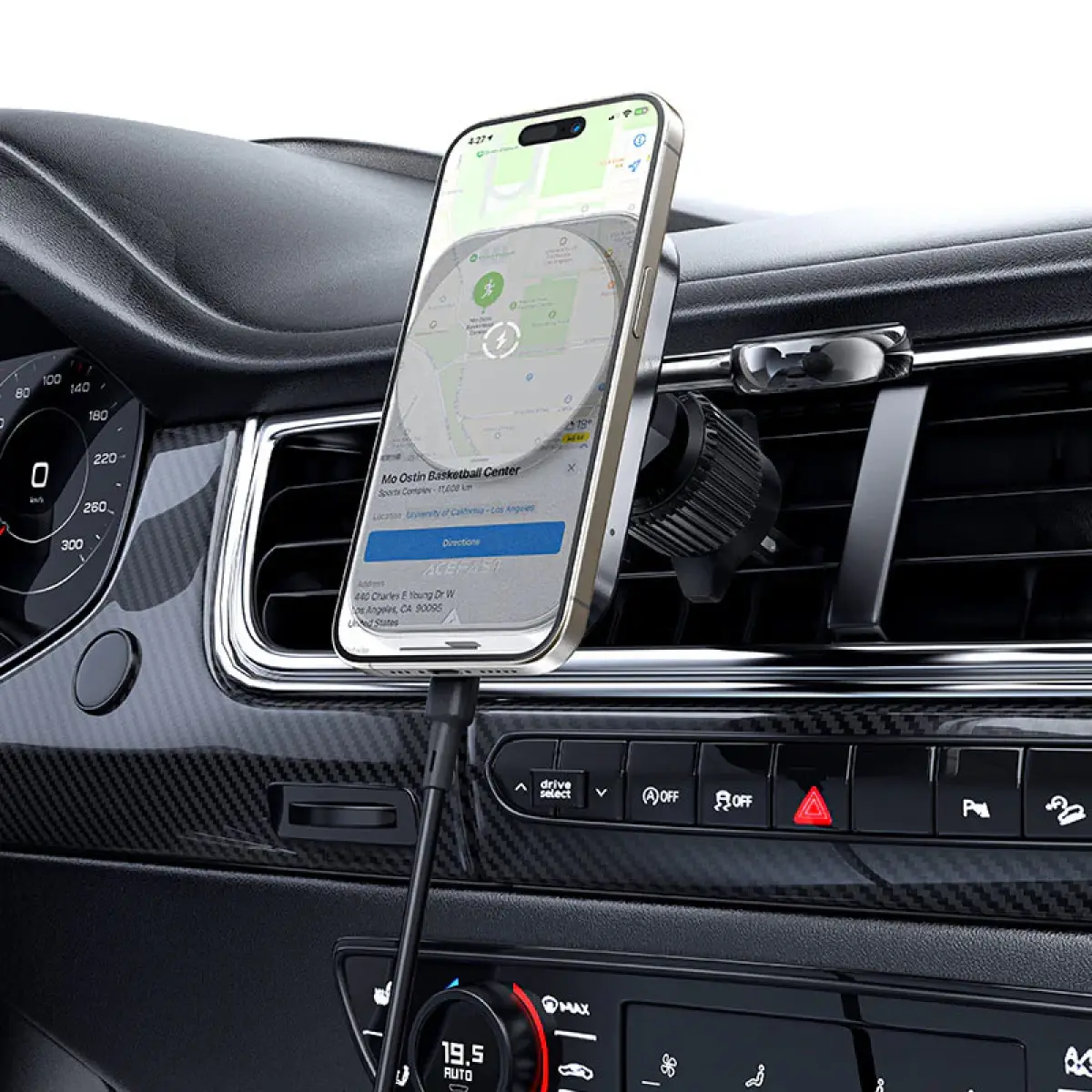 AceFast AirCharge Fast Wireless Charger Car Mount Holder D18