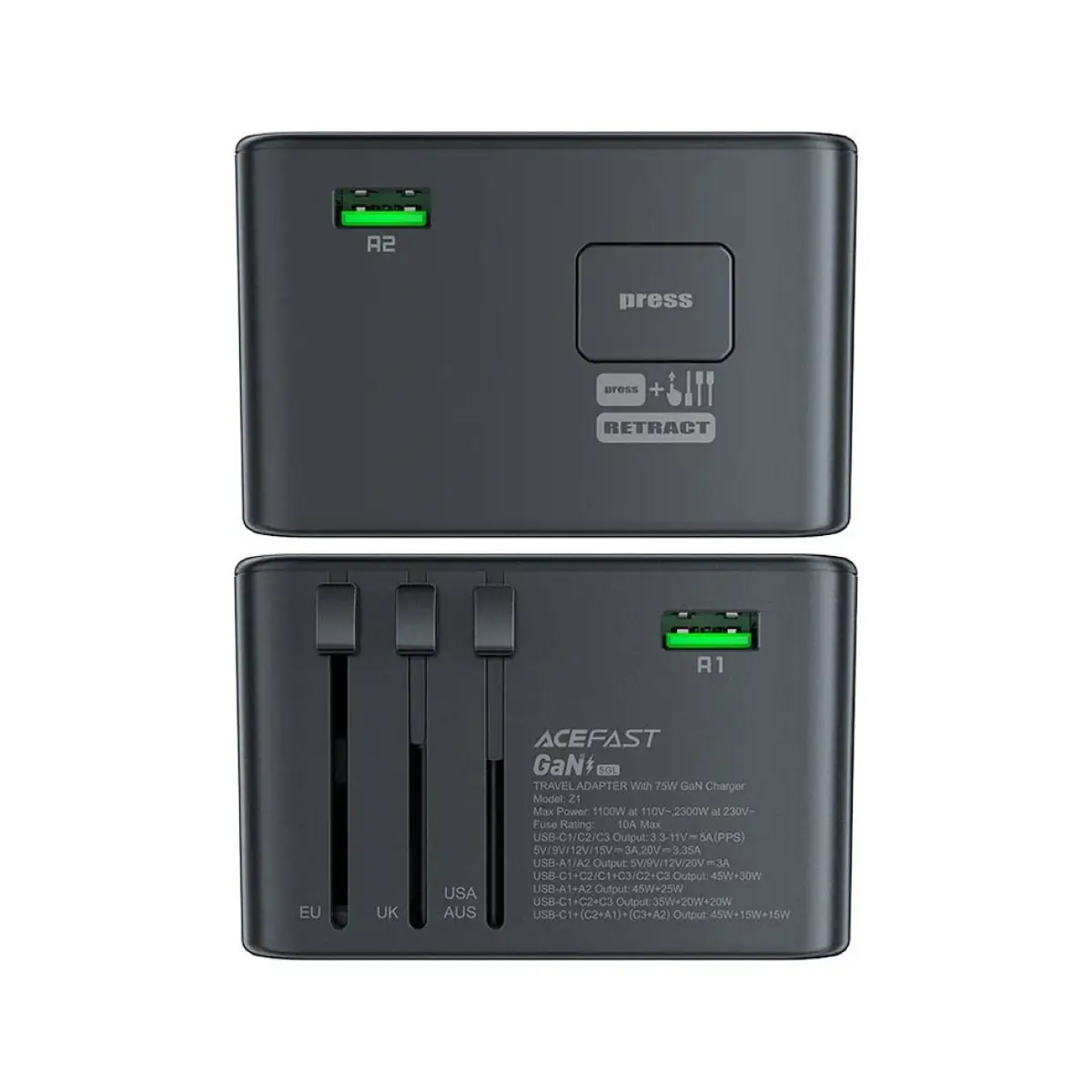 AceFast PWRup PD75W GaN Multifunctional Charging Adapter Z1