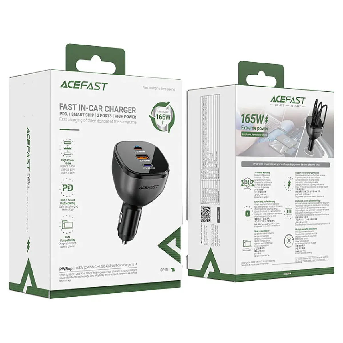 AceFast PWRup 165W Fast Car Charger B14