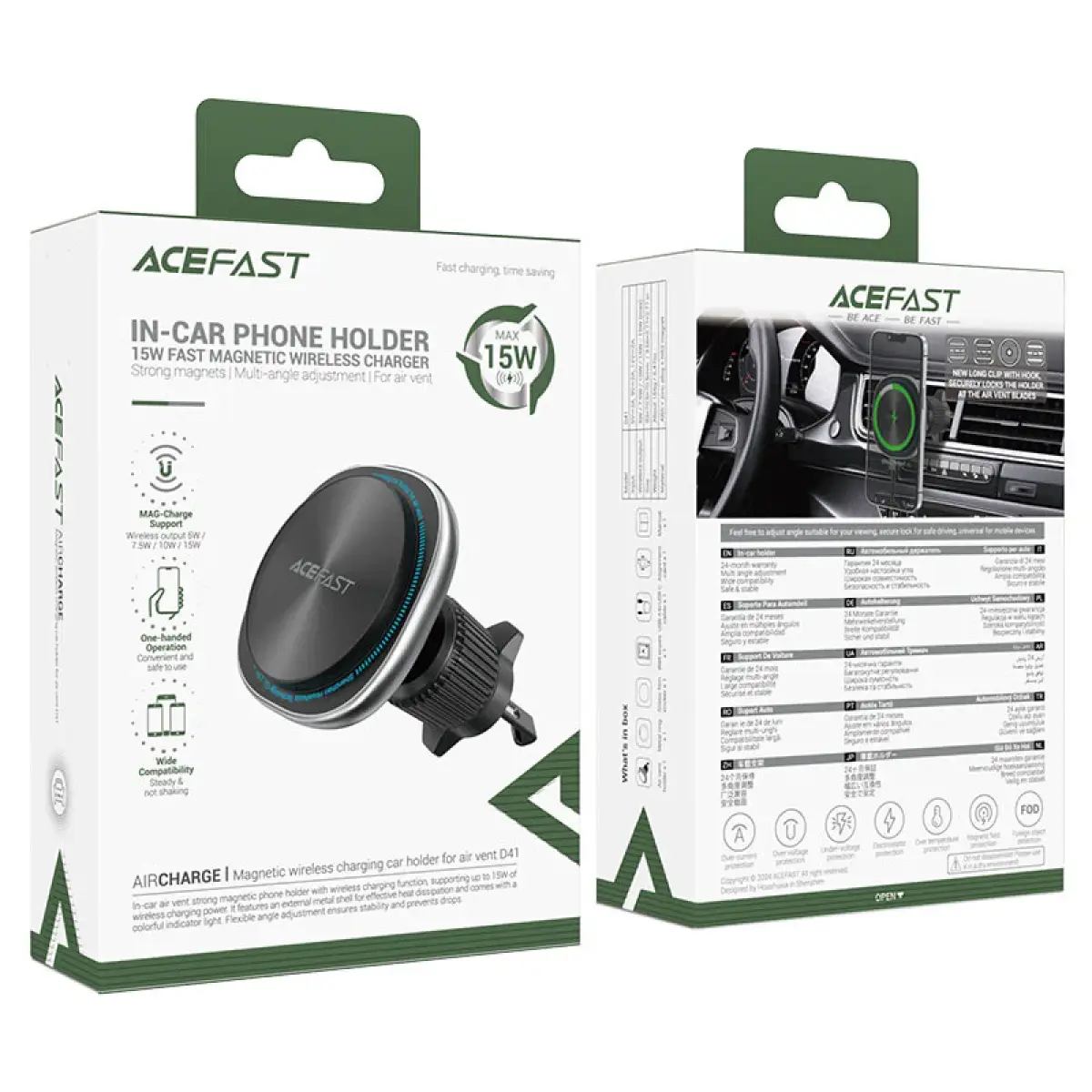 AceFast Fast Wireless Charger Magnetic Car Holder D41