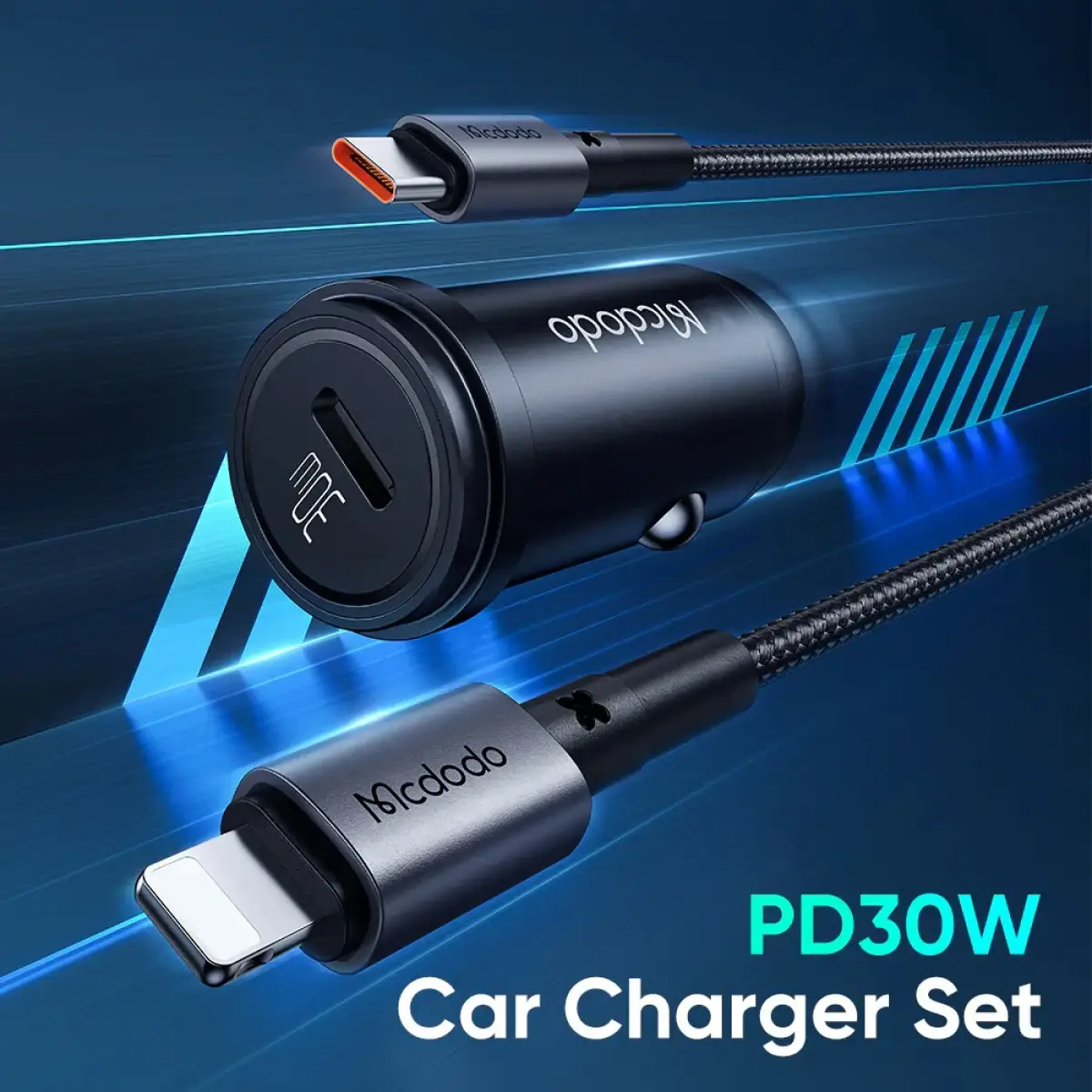 Mcdodo CC-7492 PD30W Fast Car Charger Kit (USB-C to Lightning)