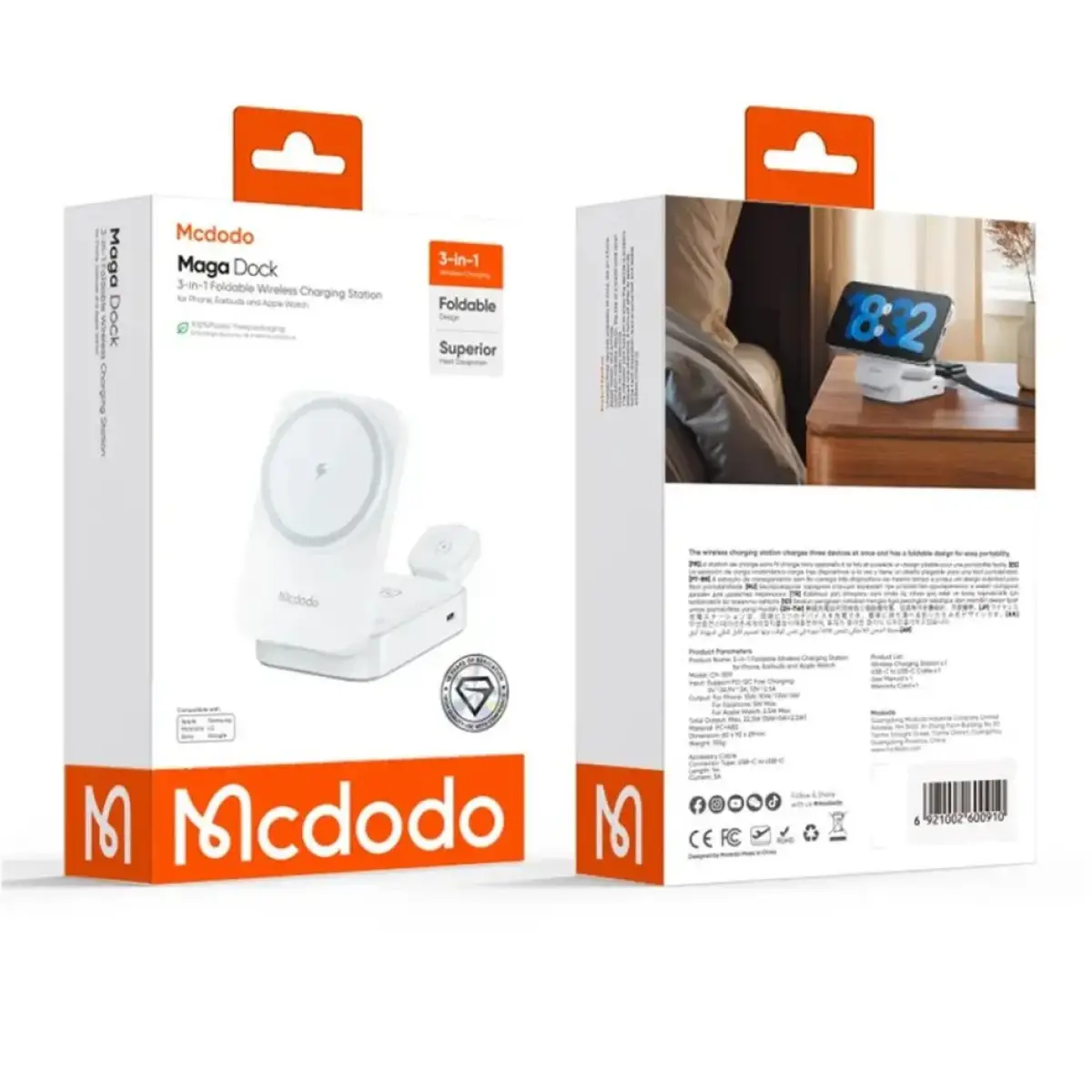 Mcdodo CH-5090 Mega Dock 3 in 1 Foldable Wireless Charging Station