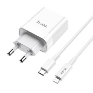 Hoco Wall charger C80A Rapido PD + QC3.0 EU plug set with cable Lightning