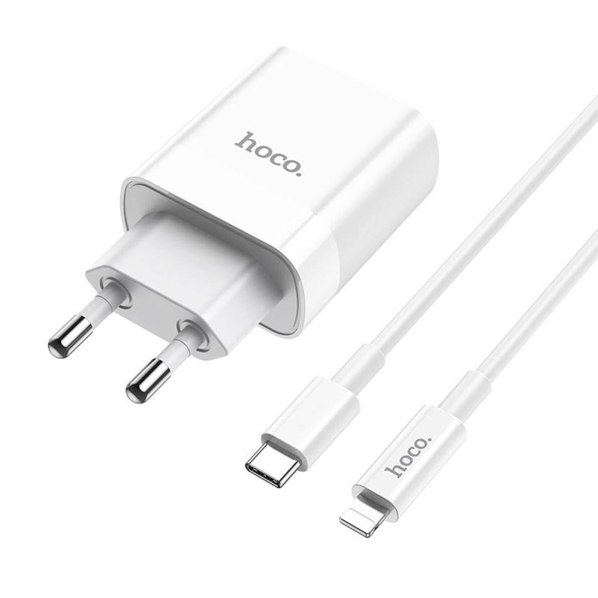 Hoco Wall charger C80A Rapido PD + QC3.0 EU plug set with cable Lightning