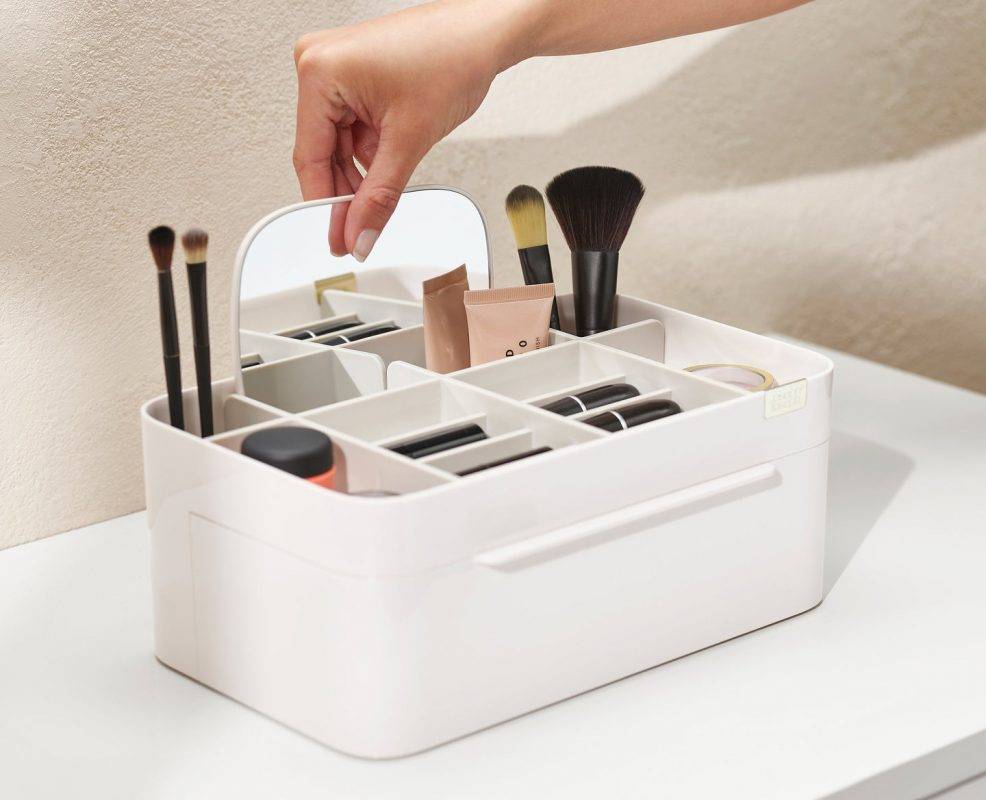 Joseph Joseph Viva Pedestal Mirror With Cosmetic Organiser, Large