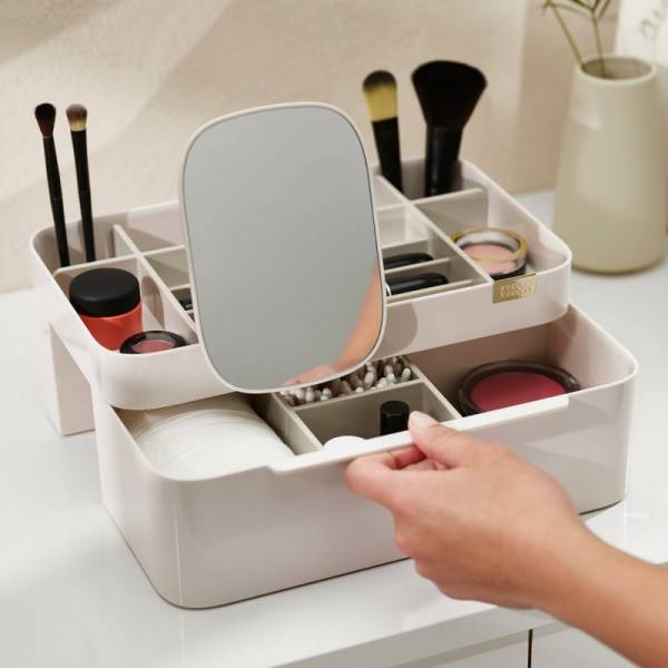 Joseph Joseph Viva Pedestal Mirror With Cosmetic Organiser, Large