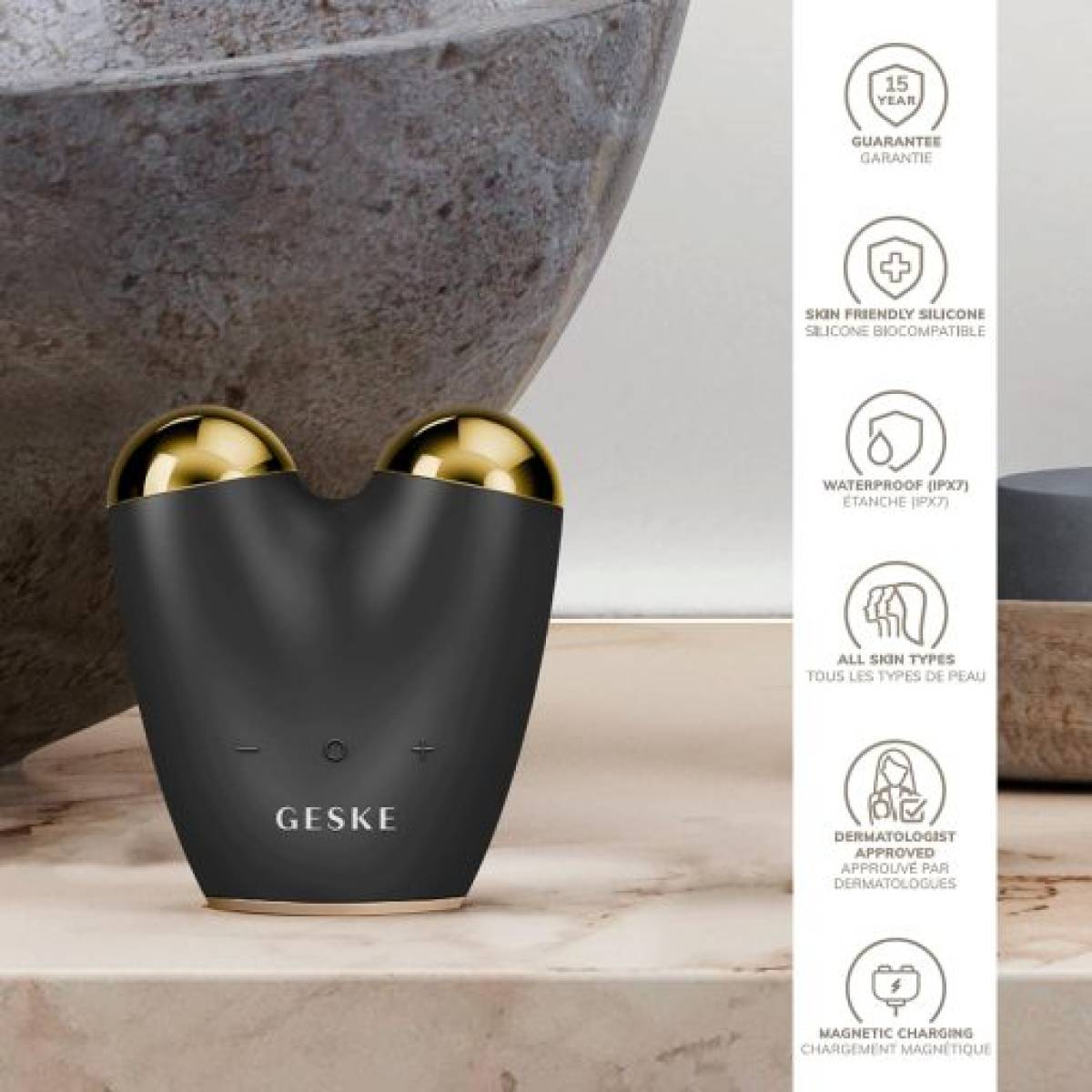 GESKE 000015 MicroCurrent & MicroDermabrasion Face-Lifter | 6 in 1