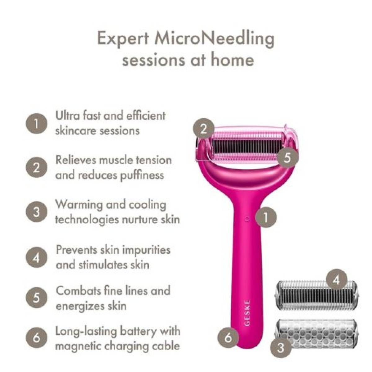 GESKE 000043 MicroNeedling MicroNeedle Face & Body Roller | 8 in 1