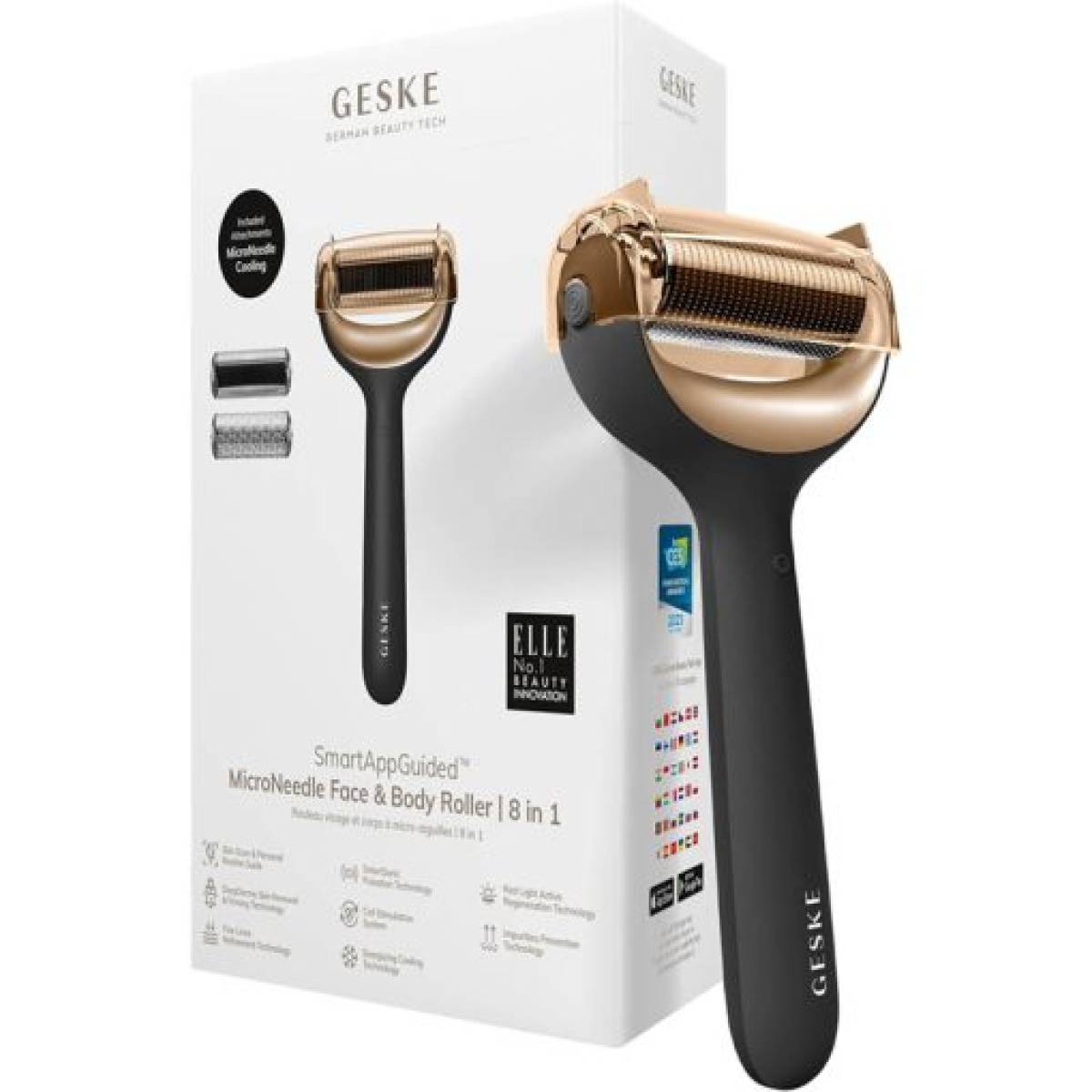 GESKE 000043 MicroNeedling MicroNeedle Face & Body Roller | 8 in 1