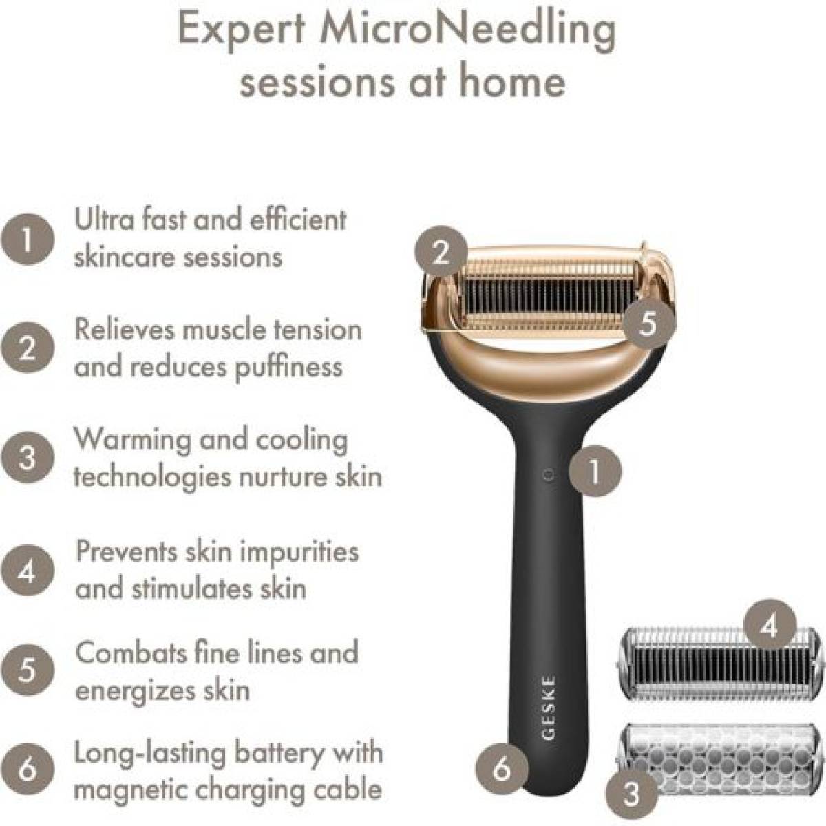GESKE 000043 MicroNeedling MicroNeedle Face & Body Roller | 8 in 1