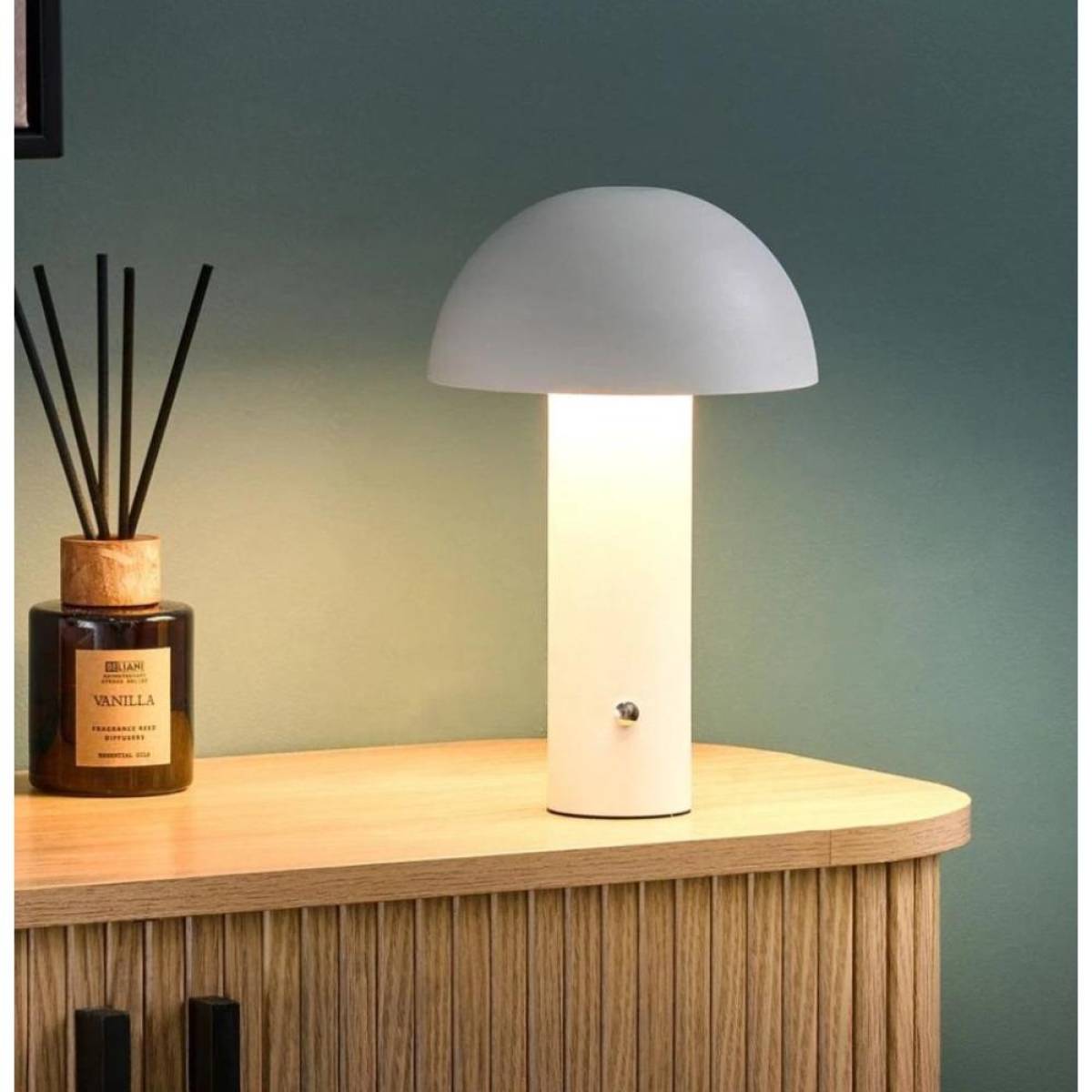 White Wireless Mushroom Led Table Lamp 22 cm With Touch Dimming, Sk195146