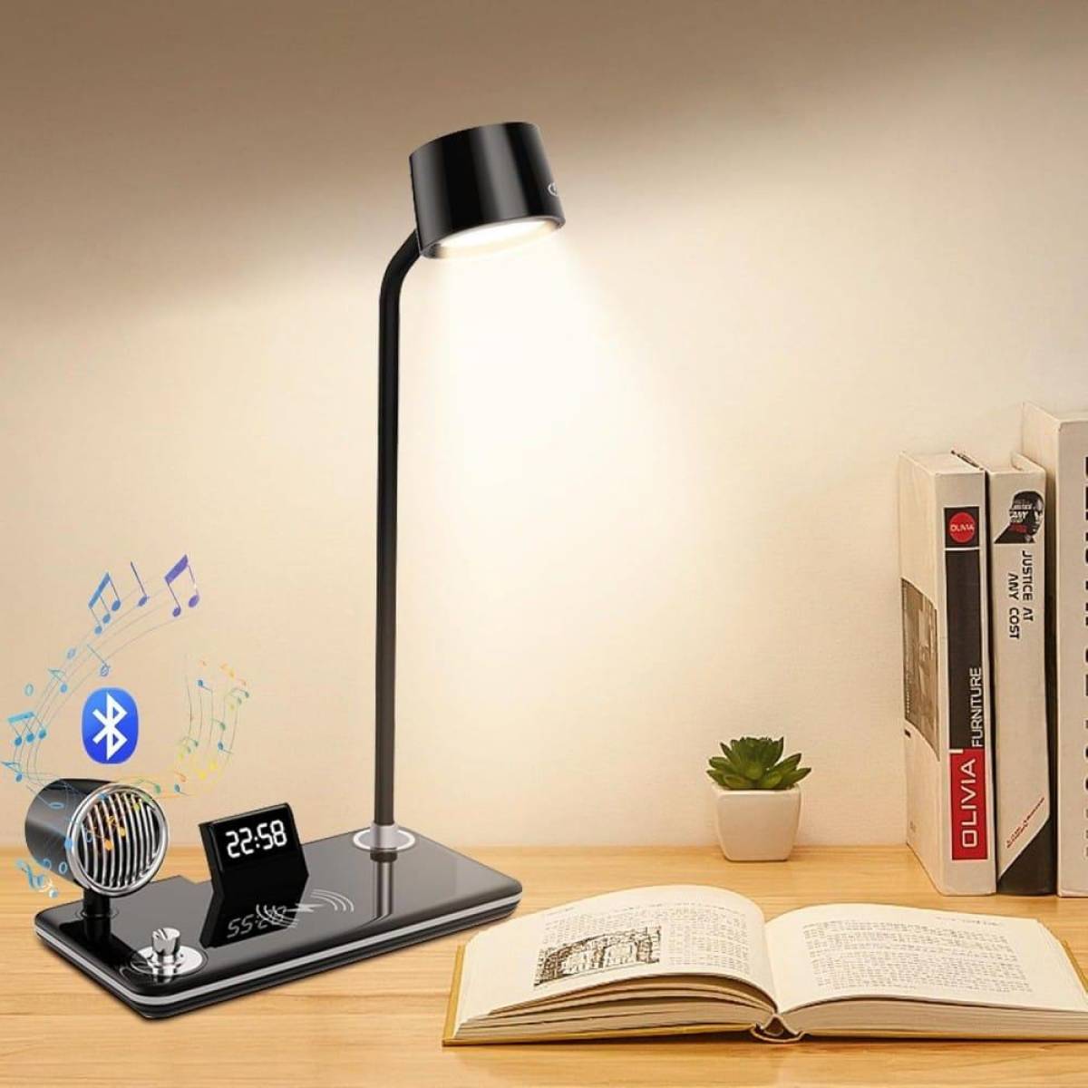 Mdhl Smart Table Lamp – Multi-function: Lighting, Audio – Charging [black], Md-1772