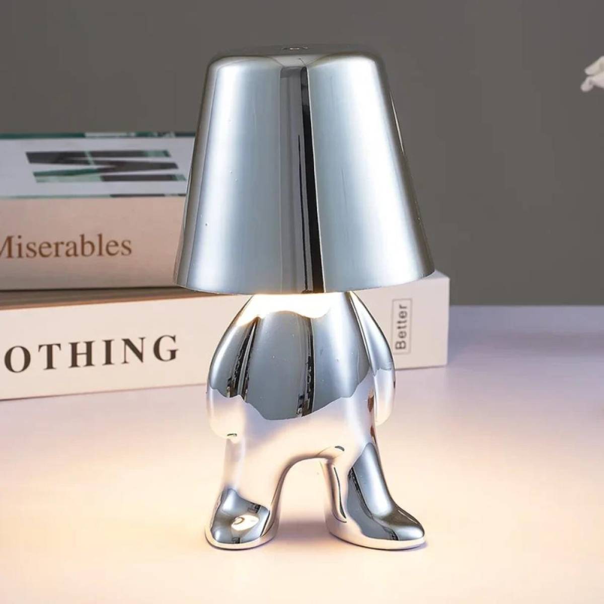 Thinker Silver Led Table Lamp With Touch Control, 3 Light Modes, Sk1951428a