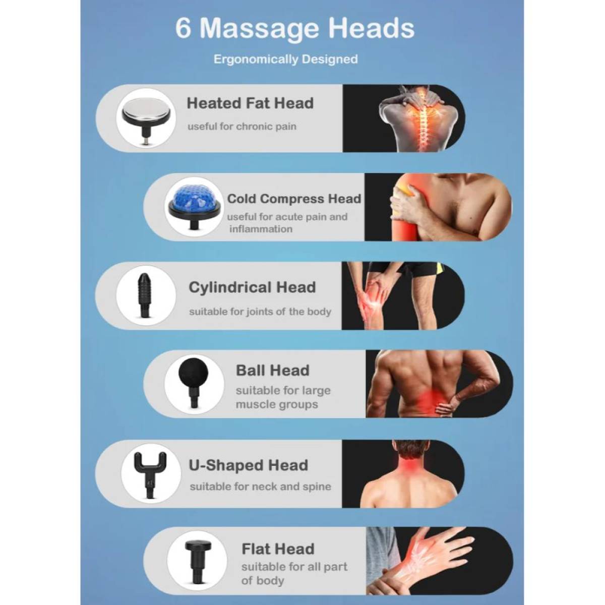 Mdhl Warm Compress Massager Bend Fuselage, Multi-head Design, 6 Adjustable Gears, Md-xy18