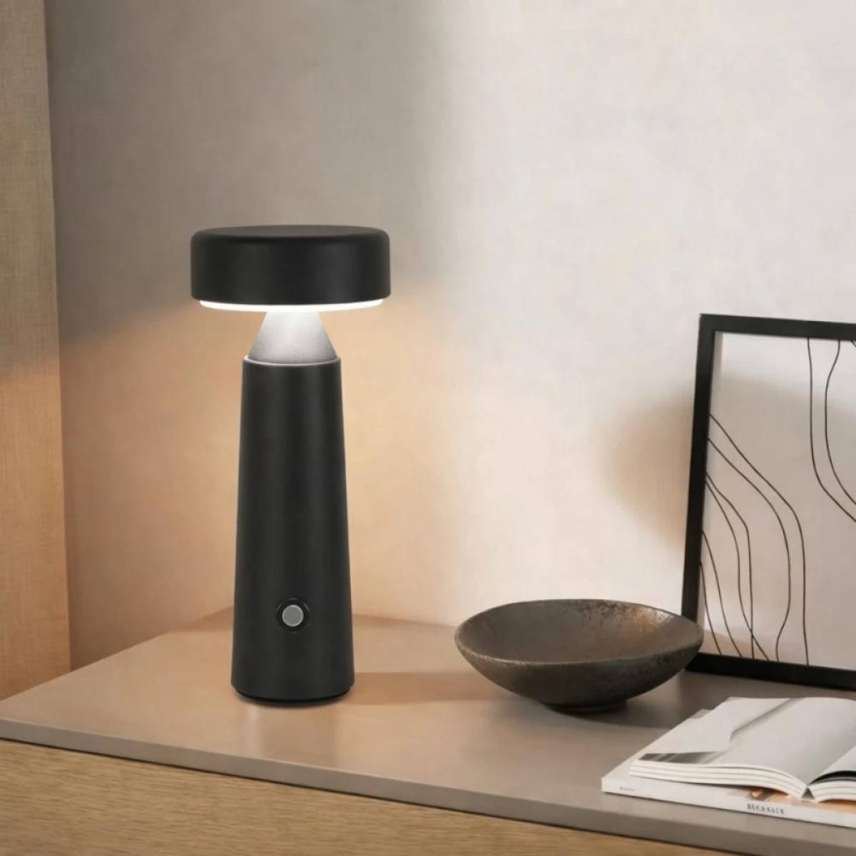 Portable Touch Led Table Lamp – 22 cm, 3 Adjustable Brightness, Black Metal, Sk1951422