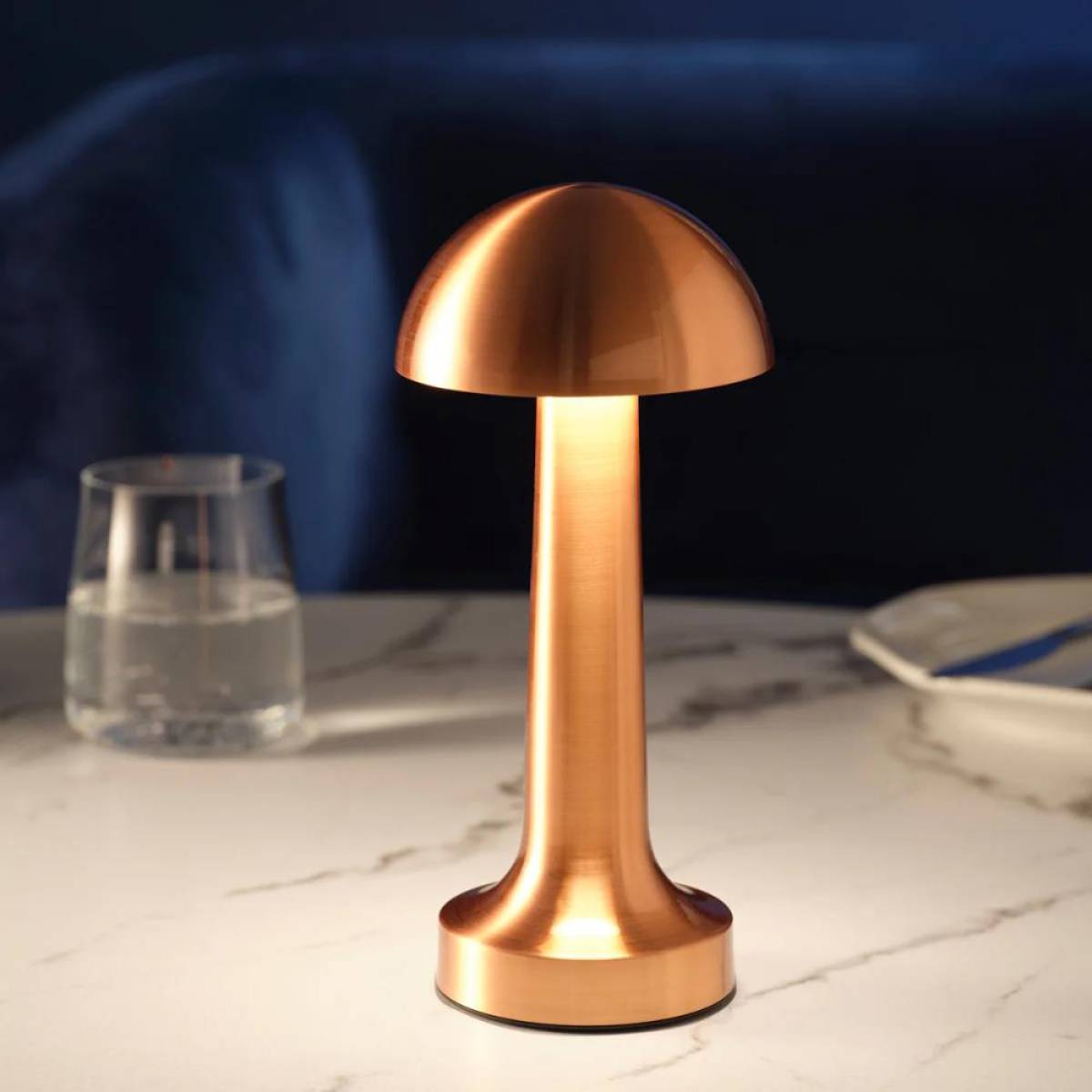Rose Gold Mushroom Led Table Lamp – 23 cm, Touch Dimming, 3 Light Modes, Sk1951419