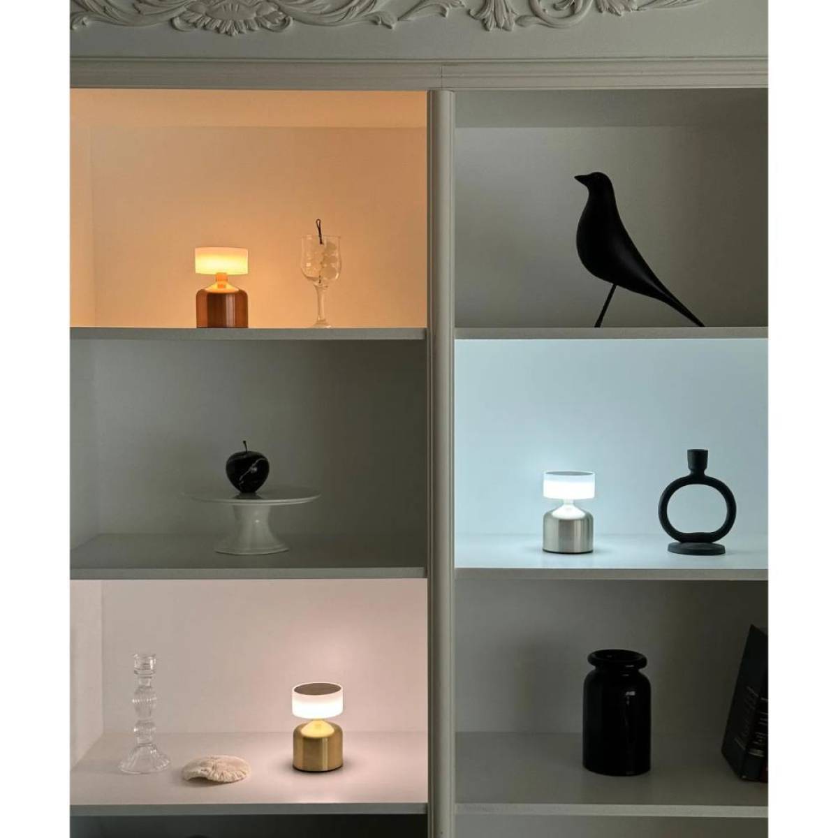 Versatile Gold Cordless Table Lamp – 13 cm, Touch Control, 3 Light Levels, Sk1951412