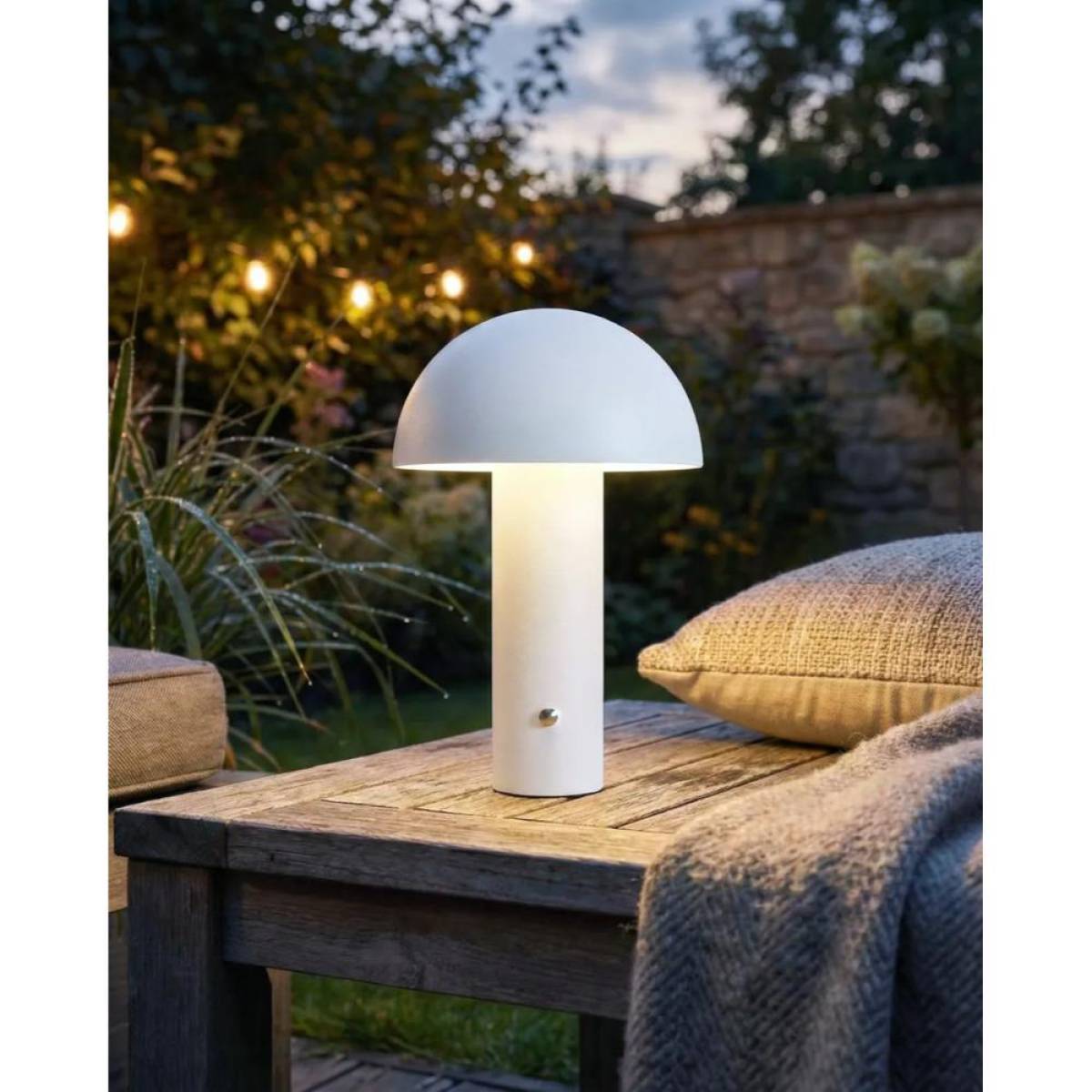 White Wireless Mushroom Led Table Lamp 22 cm With Touch Dimming, Sk195146
