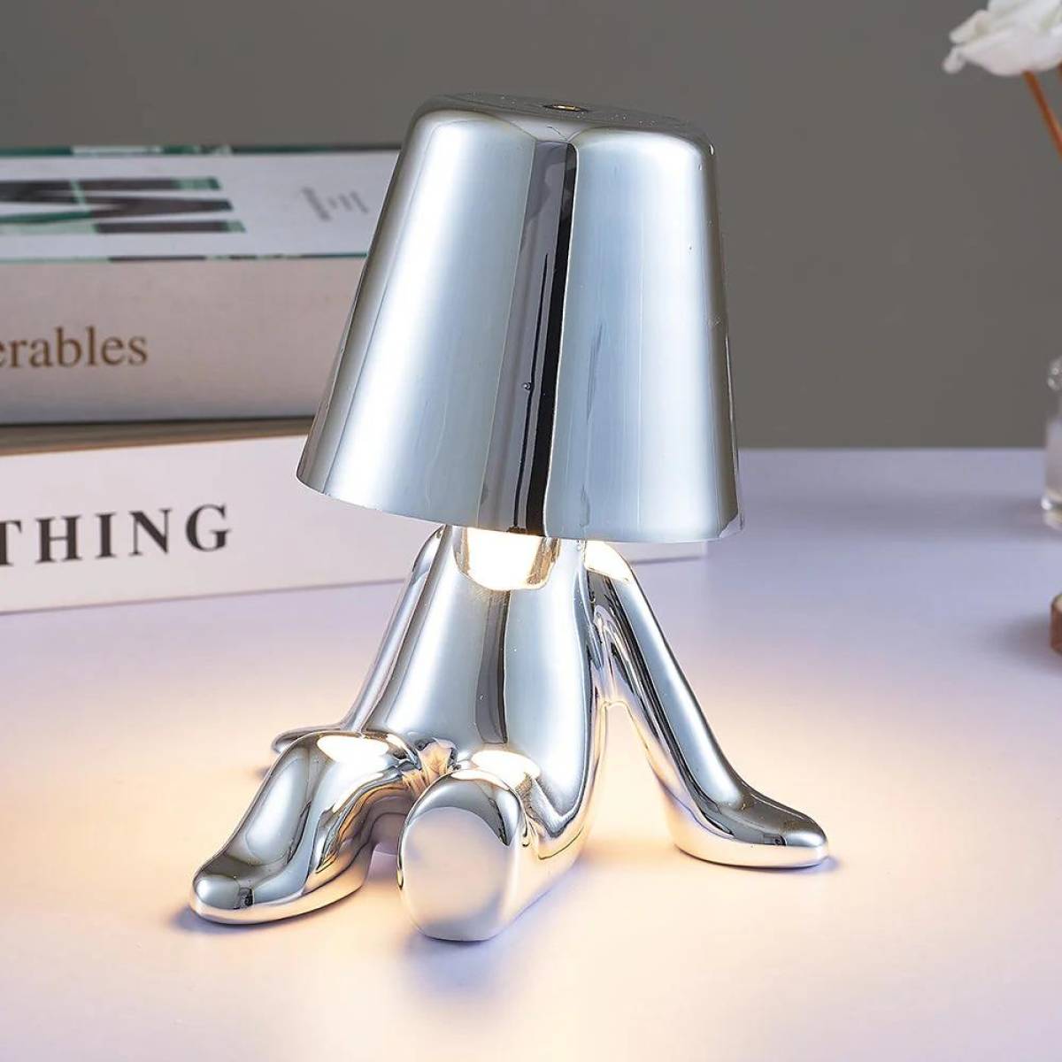 Thinker Silver Led Table Lamp With Touch Control, 3 Light Modes, Sk1951428d