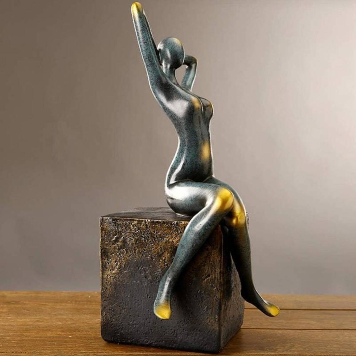 Modern Abstract Yoga Figurine 40 Cm – Resin Art Sculpture For Interior Decor, Sk880