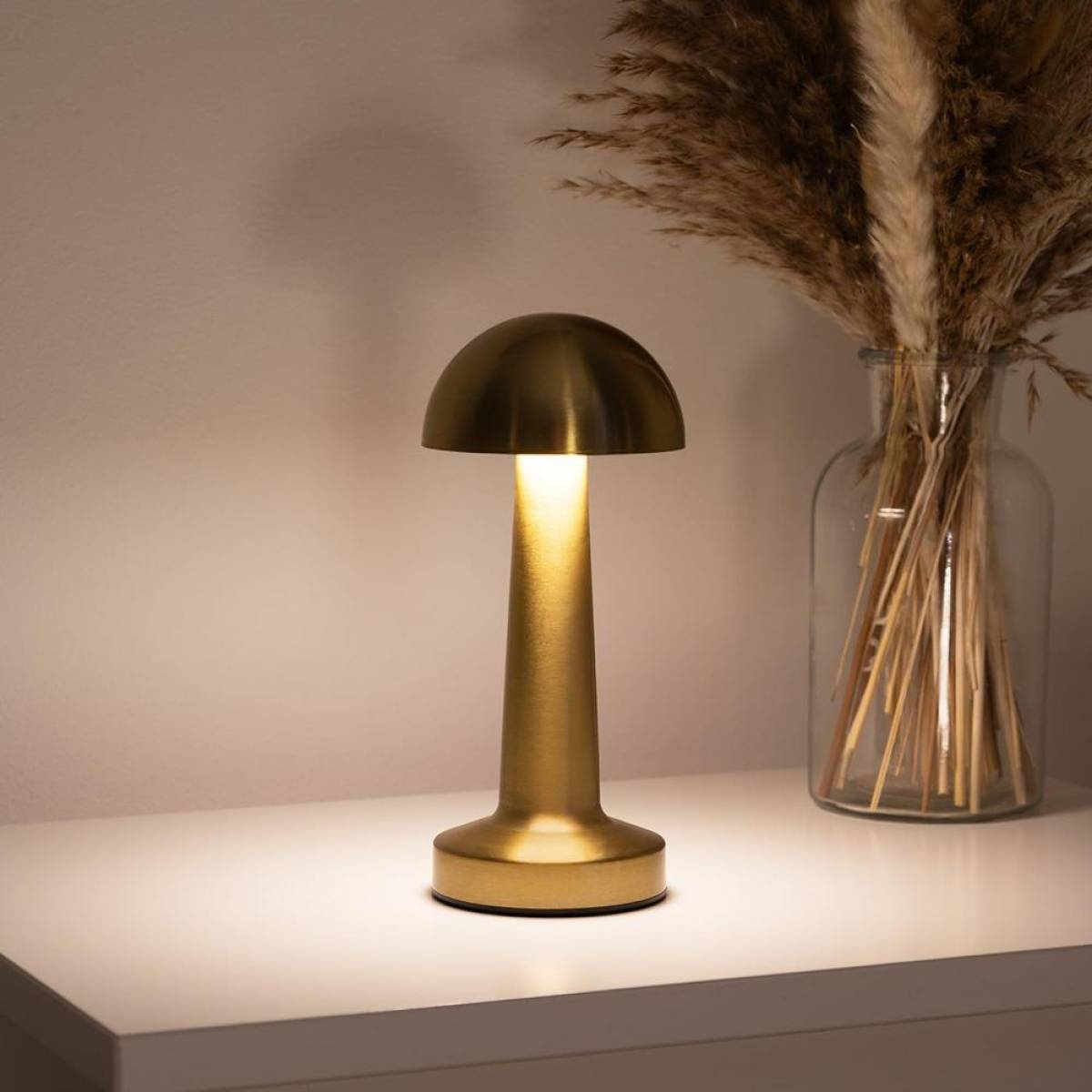 Gold Mushroom Led Table Lamp – 23 cm, Touch Dimming, 3 Light Modes, Sk1951420