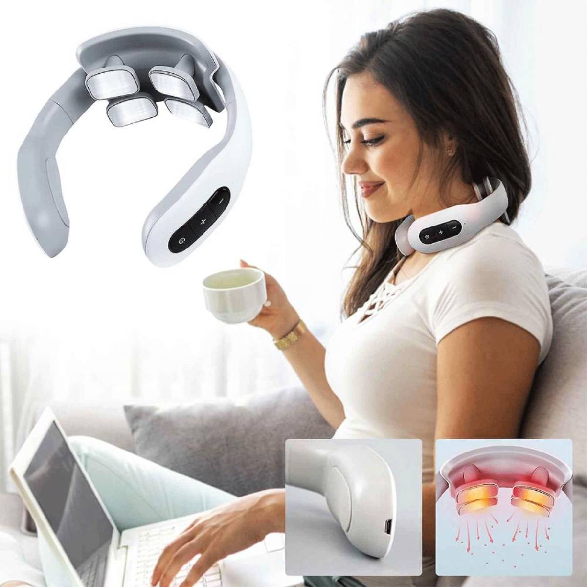 Mdhl Smart Neck Massager, 6 Massage Modes, Pain – Stress Reduction, Md-066