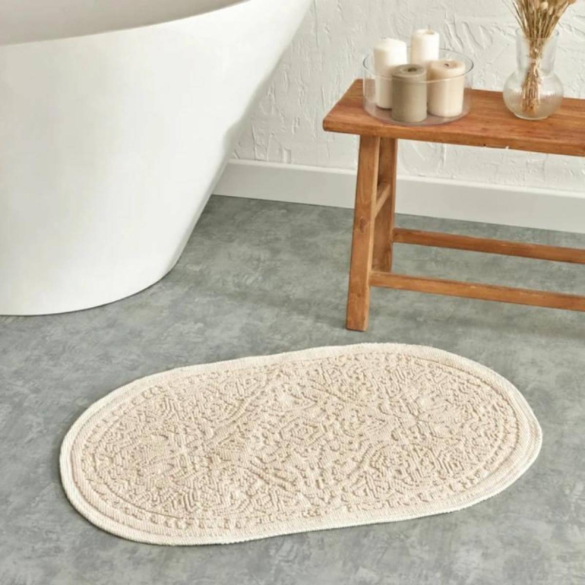 Karaca Home Vista Oval Floor Mat – 90 X 60 Cm, Ecru, 200.22.02.0013