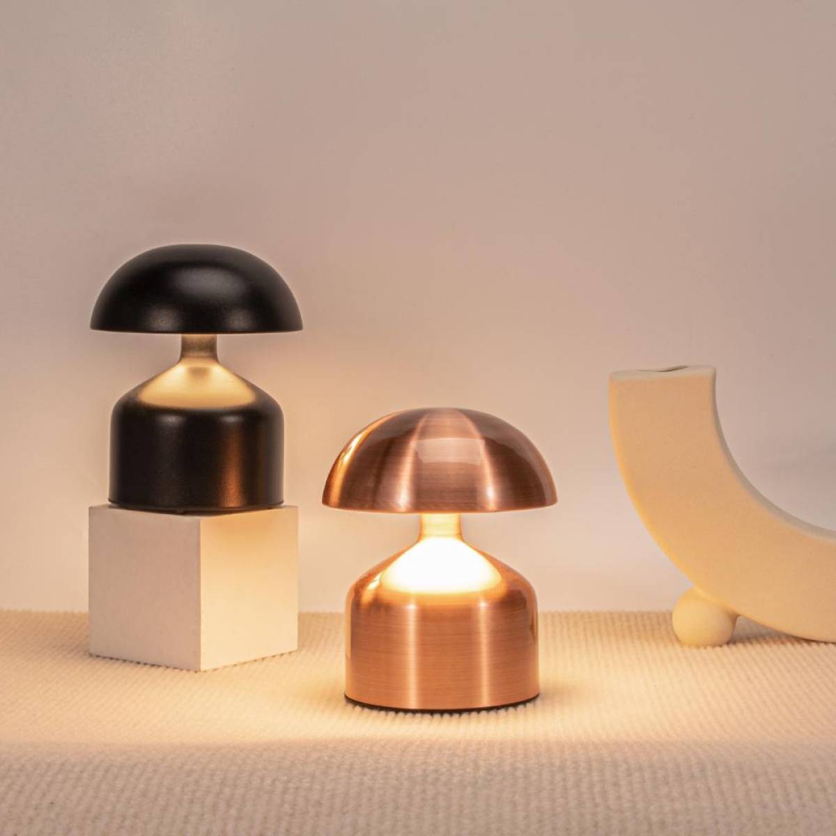 Modern Rose Gold Mushroom Led Table Lamp – 13 cm, 3 Adjustable Light Levels, Sk1951415