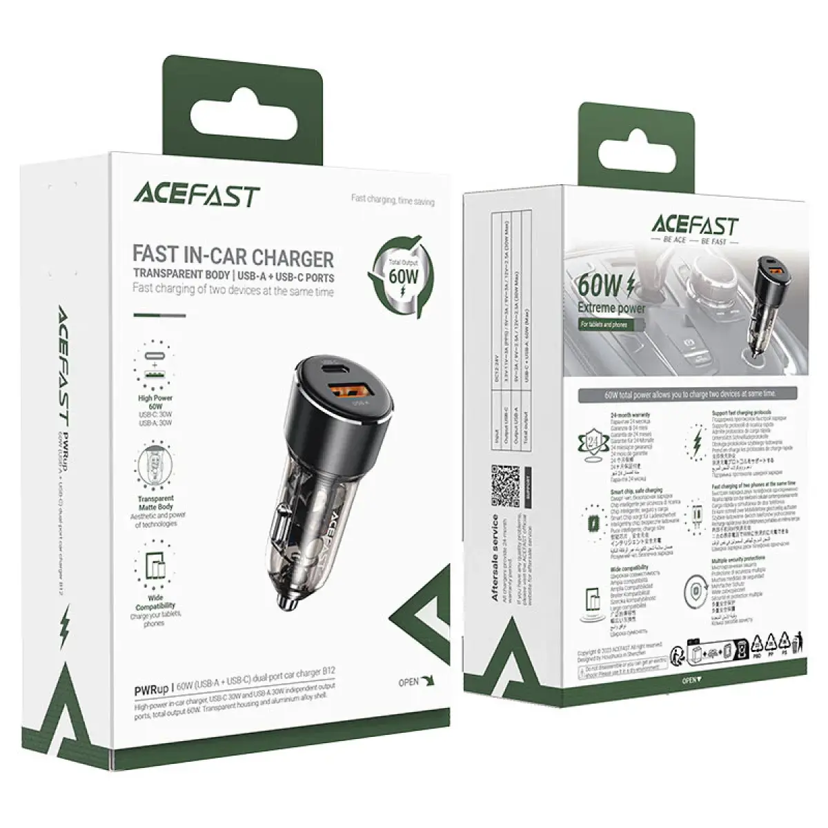 Acefast 60W Dual Port Car Charger 60W