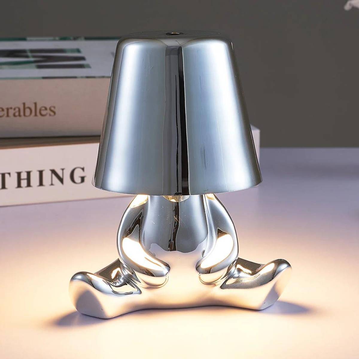 Thinker Silver Led Table Lamp With Touch Control, 3 Light Modes, Sk1951428b