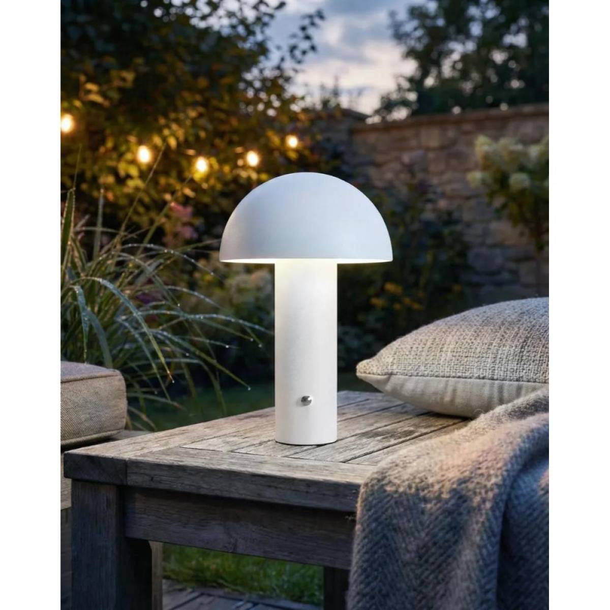 White Wireless Mushroom Led Table Lamp 22 cm With Touch Dimming, Sk195146