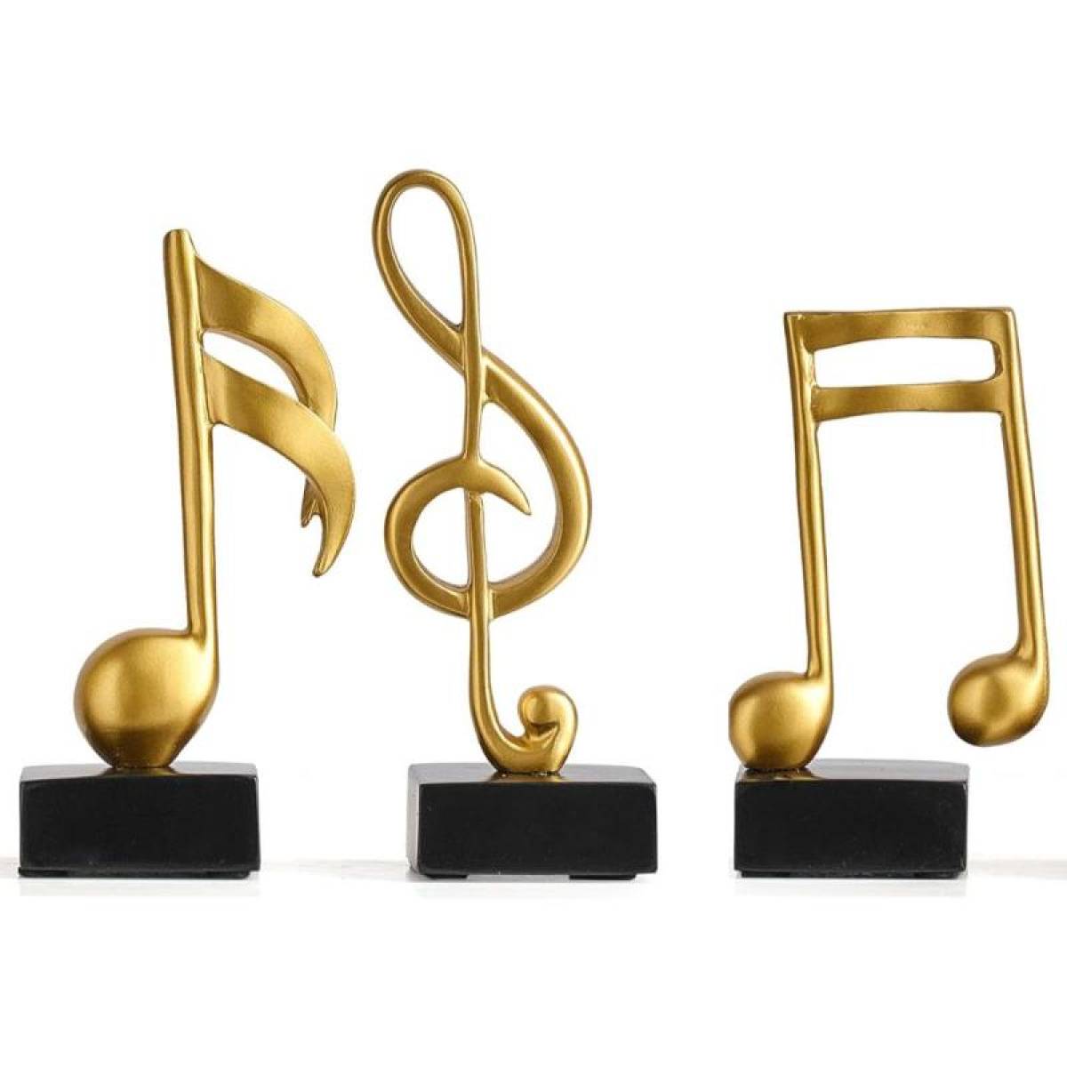 3-piece Gold Music Note Resin Sculptures – Elegant Home & Office Decor, Sk906g