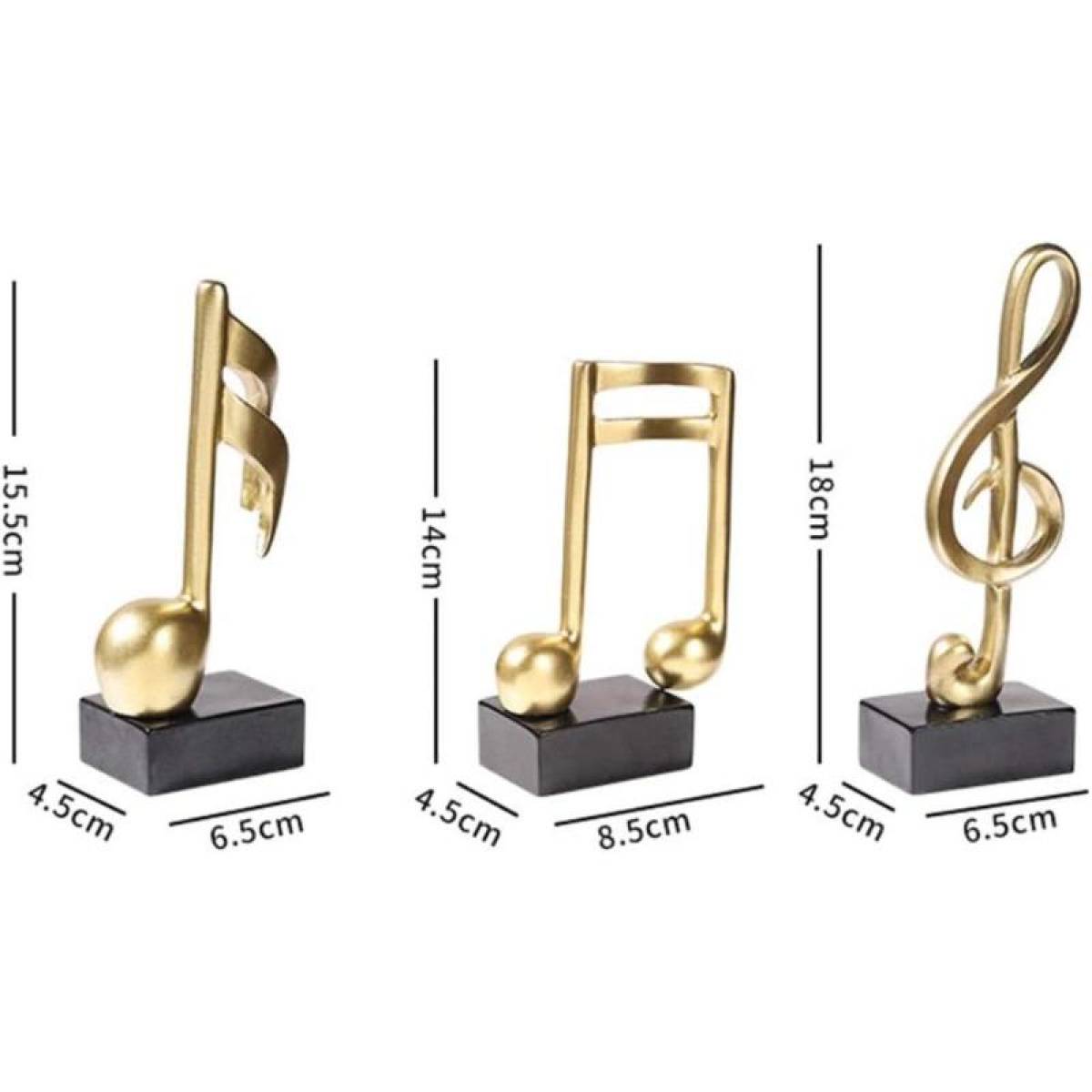 3-piece Gold Music Note Resin Sculptures – Elegant Home & Office Decor, Sk906g