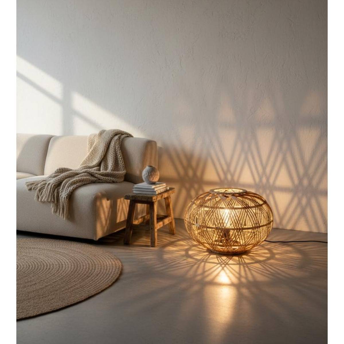 Boho Rattan Pendant Lamp 22×49 Cm, Natural Woven Hanging Shade, Sk967