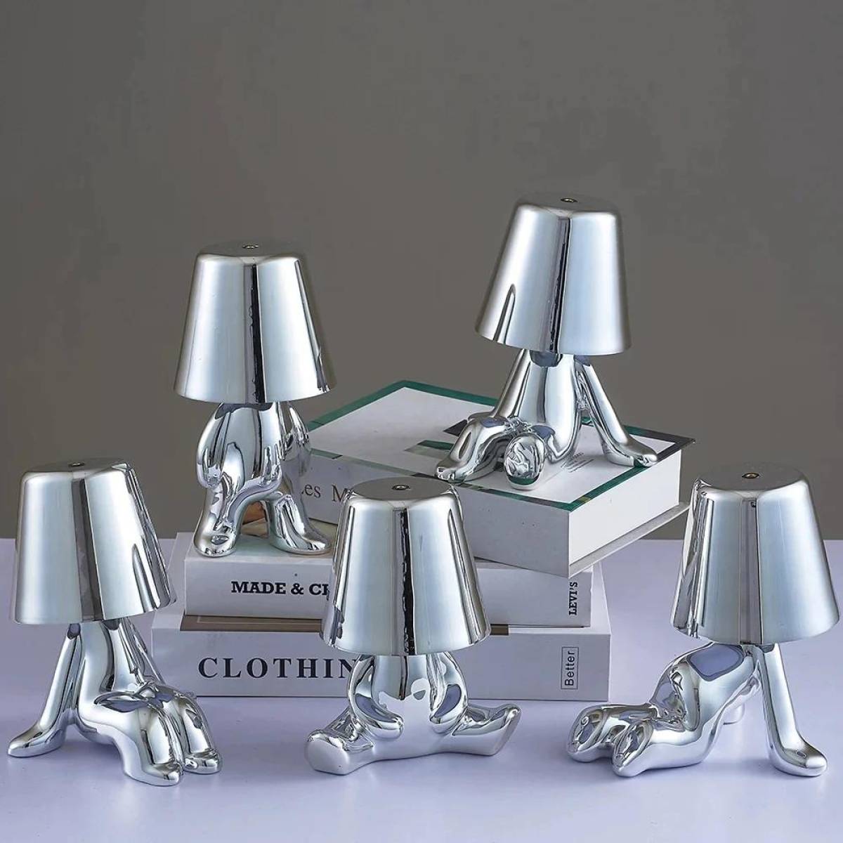 Thinker Silver Led Table Lamp With Touch Control, 3 Light Modes, Sk1951428c