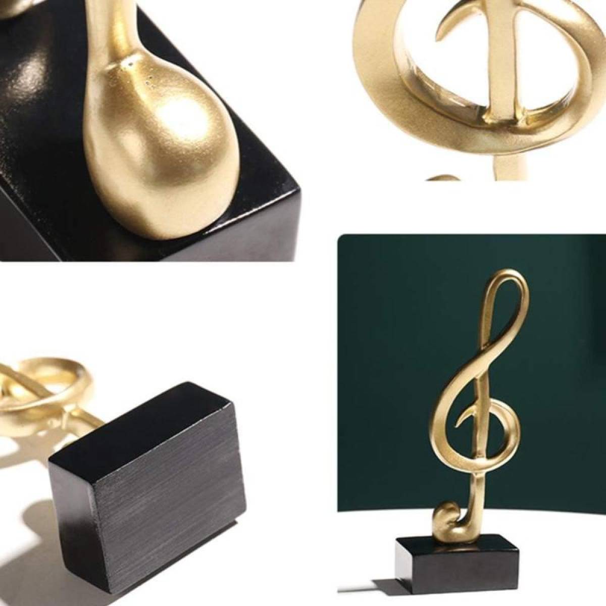 3-piece Gold Music Note Resin Sculptures – Elegant Home & Office Decor, Sk906g
