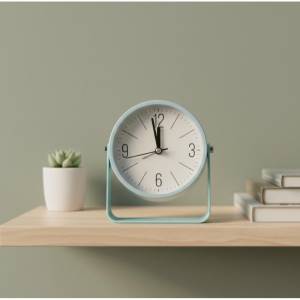 Pastel Blue Desk Clock – Silent Quartz, Modern Minimal Design, Sk954