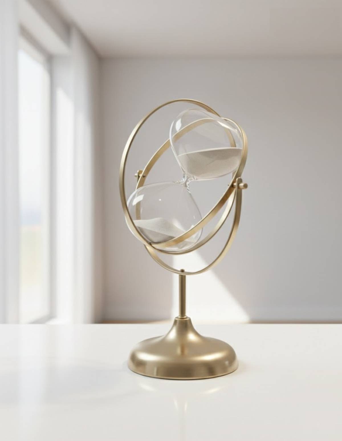 Antique Brass Rotating Sand Hourglass Timer – European Desk Decor, Sk912