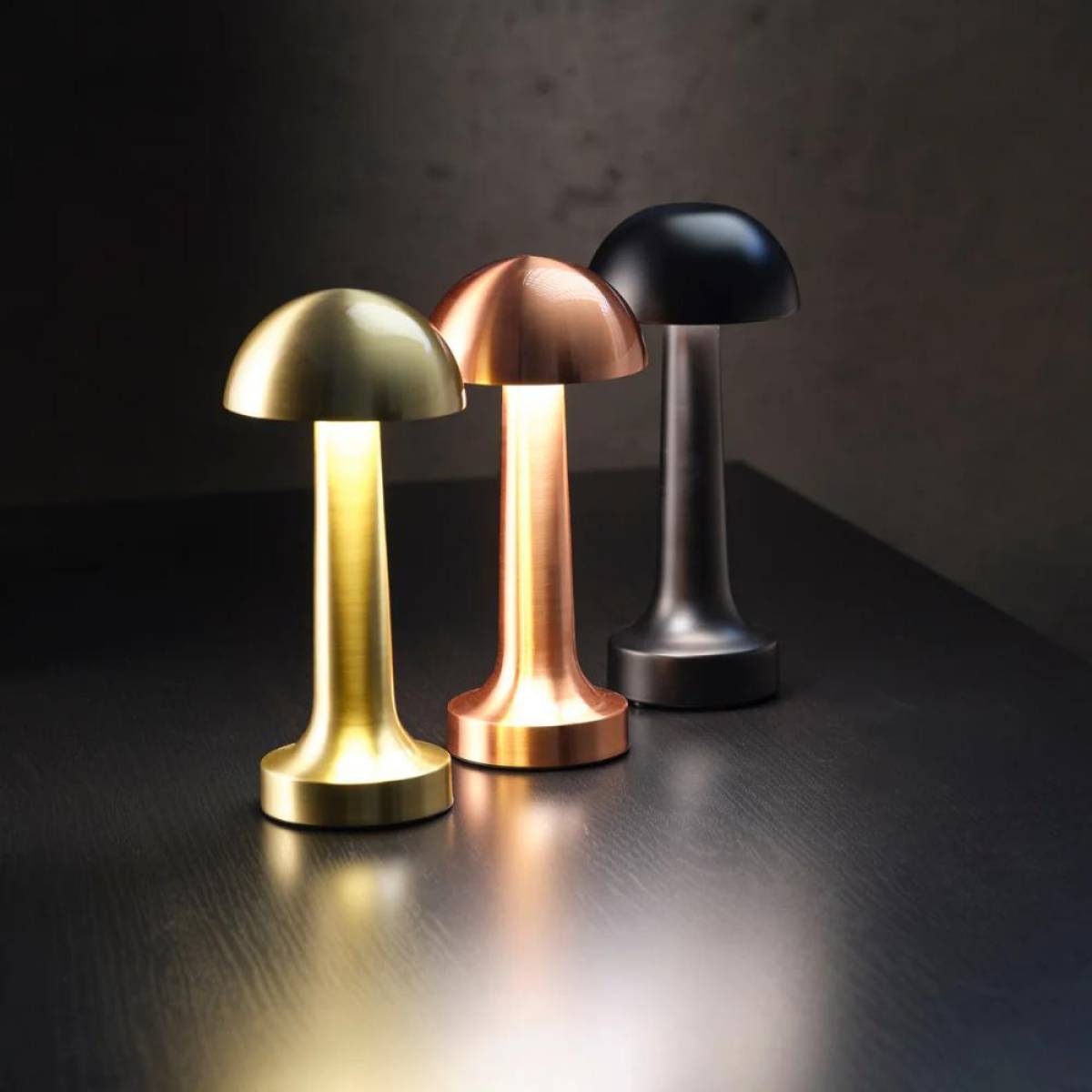 Gold Mushroom Led Table Lamp – 23 cm, Touch Dimming, 3 Light Modes, Sk1951420