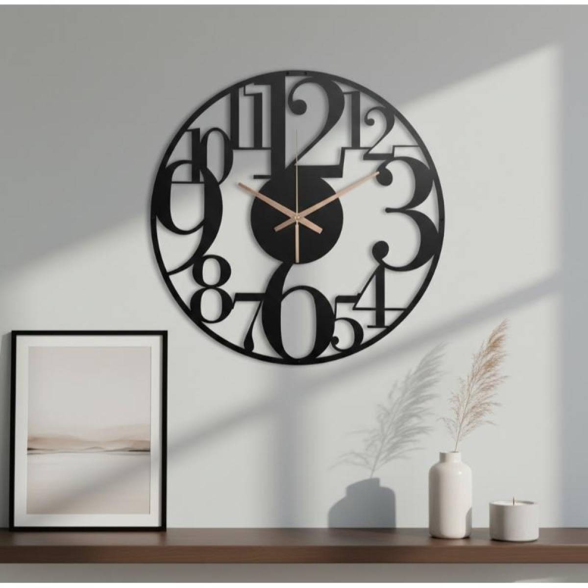 40 Cm Modern Metal Wall Clock With Large Numbers – Silent Quartz, Sk956