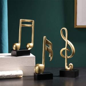3-piece Gold Music Note Resin Sculptures – Elegant Home & Office Decor, Sk906g